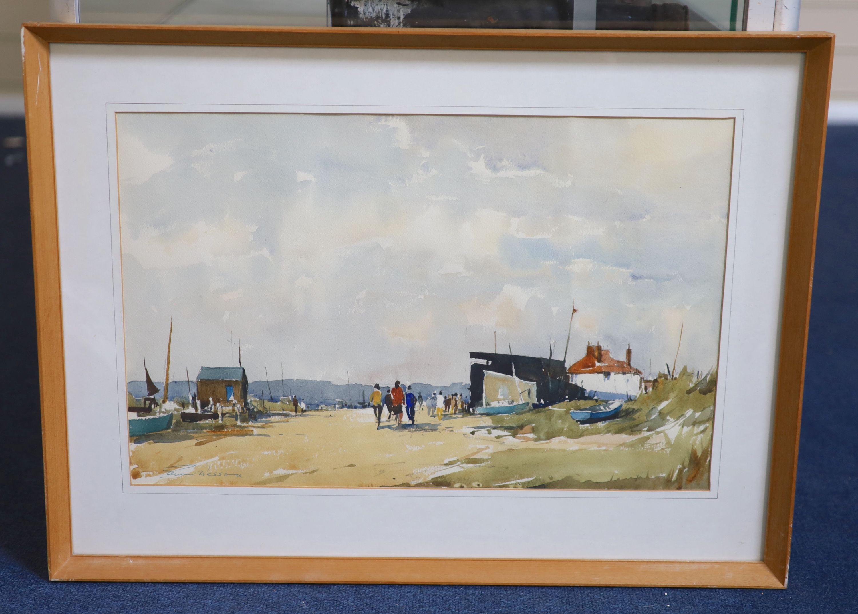 Edward Wesson (1910-1983), Beach scene, watercolour on paper, 32 x 49.5cm